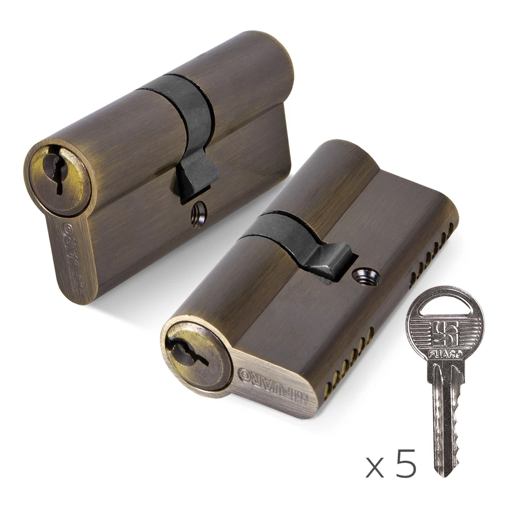 Фото Цилиндровый механизм (100 ZA/70) 1000ZAKey70(30+10+30) AB бронза 5Key