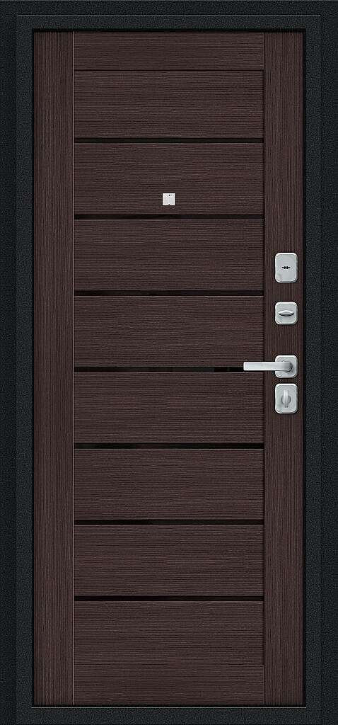 Входная дверь Техно/BChrome Букле черное/Wenge Melinga BR6190 внутренняя сторона